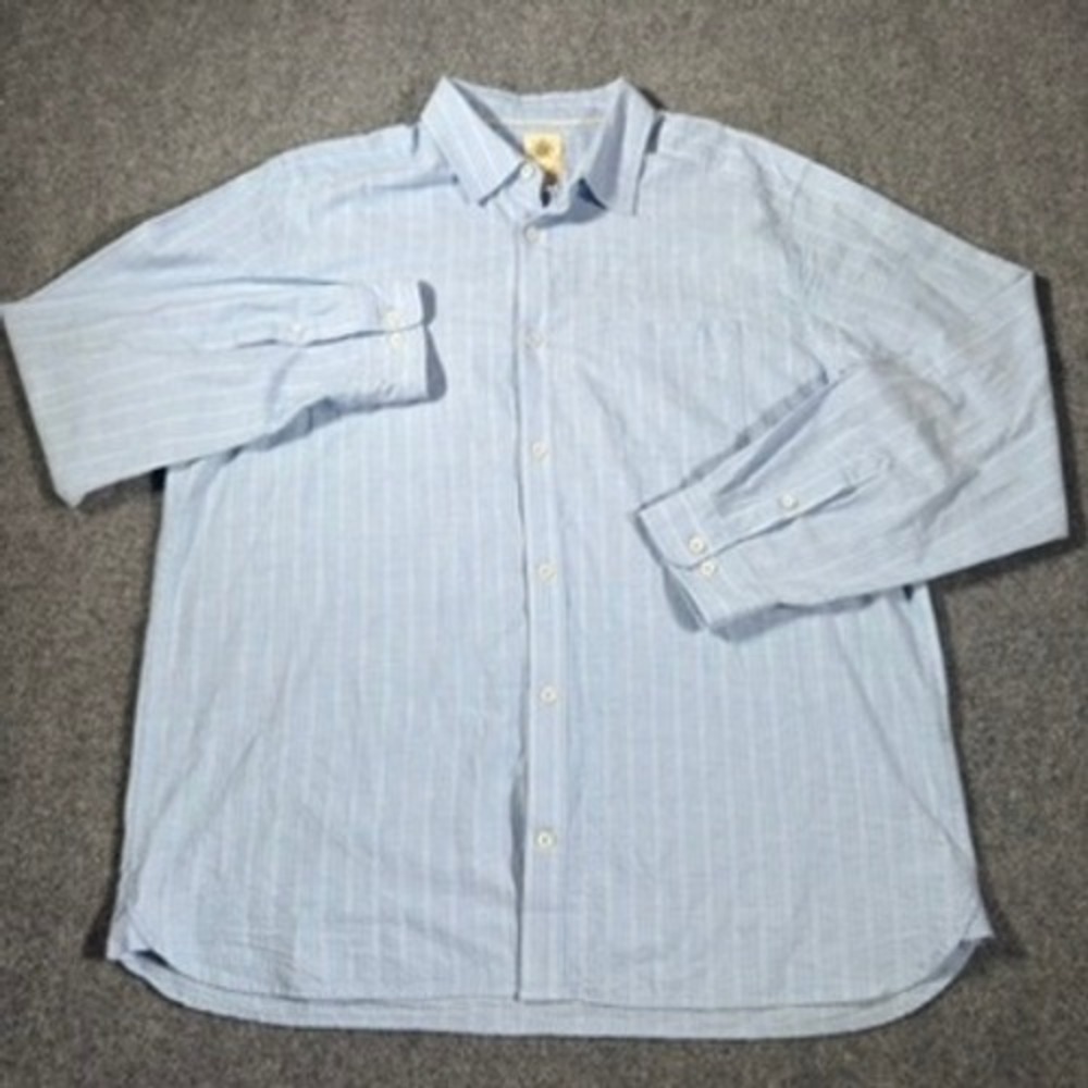 The Territory Ahead Seersucker Button Up Shirt Mens XL Blue White Striped